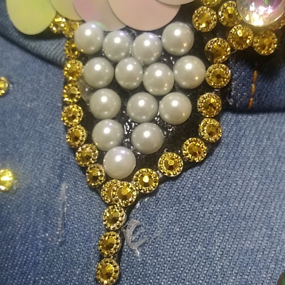 Denim Women's Adjustable Baseball Style Cap w/Butterfly Applique & Gold Accents - Picture 3 of 8